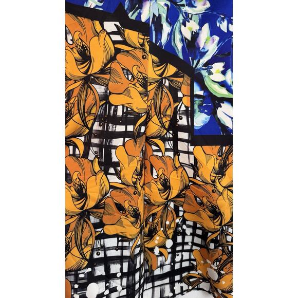 Clover Canyon Floral Scuba Fabric Stretch Sheath Dress Medium Abstract Art - Picture 6 of 11